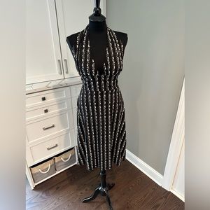 Black & Cream Halter Dress - Size M